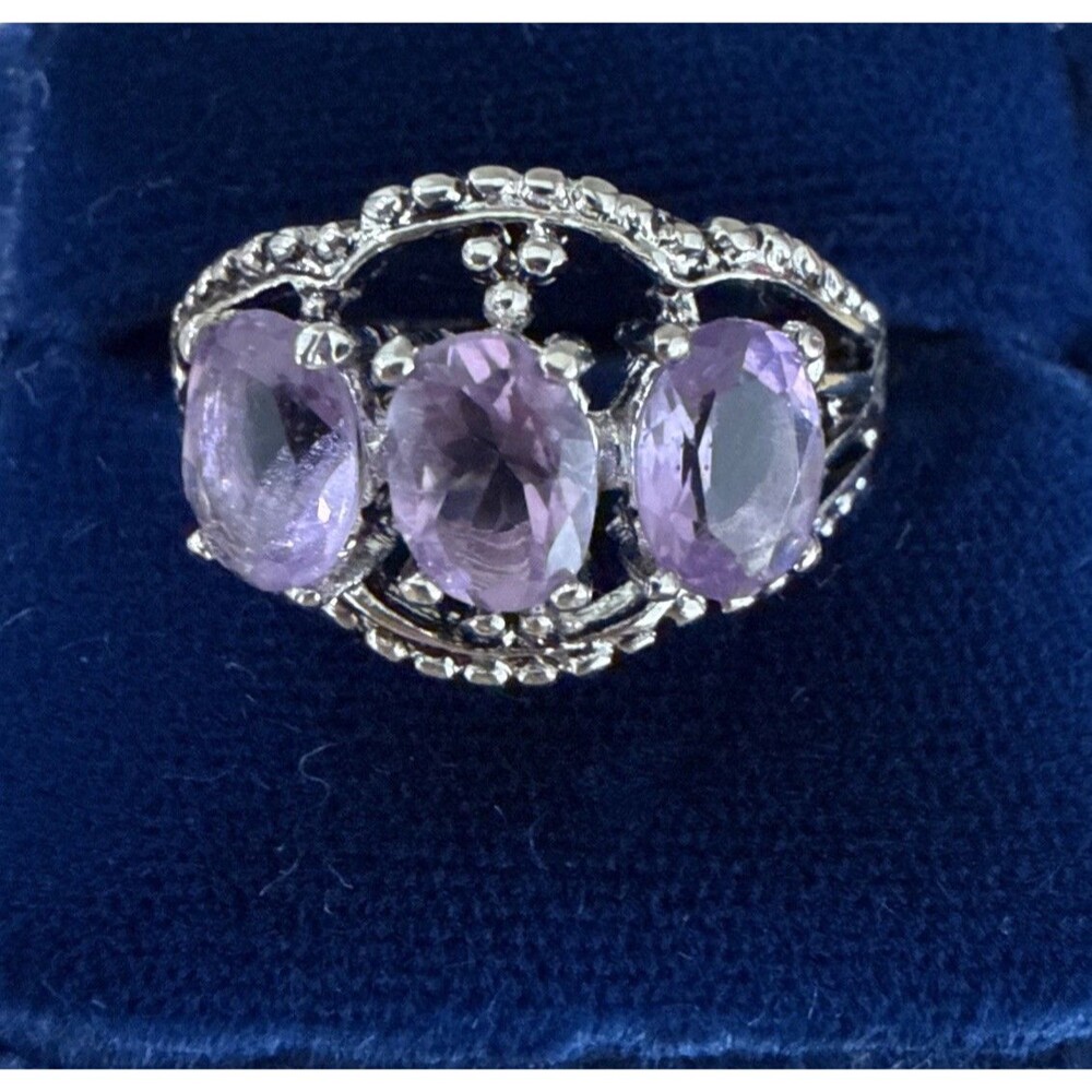 SETA 925 Sterling Silver & 3 Carat AMETHYST Ring Sz 10.25~New
